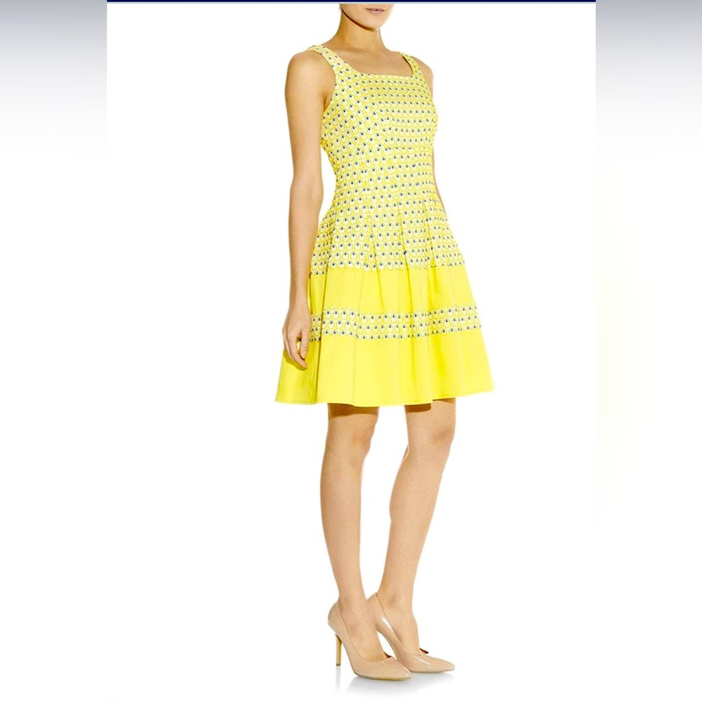 DARLING Abbie yellow print fit & flare sleeveless midi dress, size large